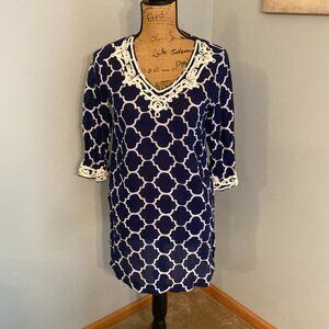Lands' End Swim Cover-Up Women Size XS Navy White